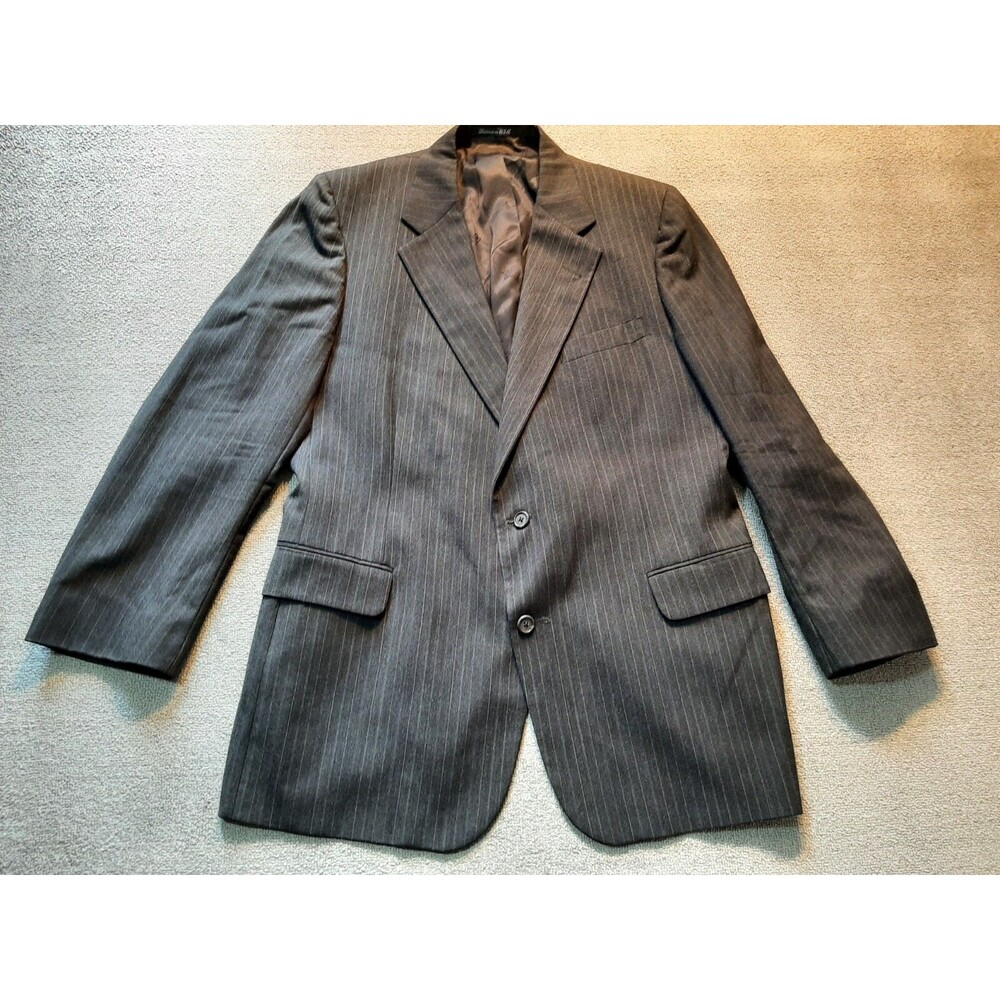 DAKS Mens Suit Blazer Jacket Black Size 44 " Chest Pinstripe